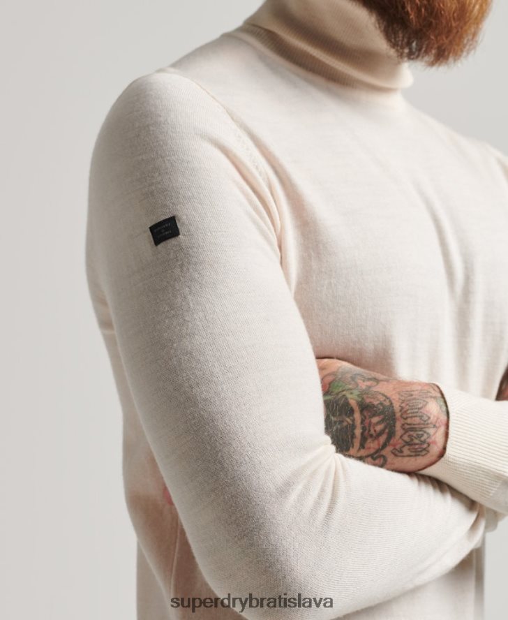 Superdry muži merino sveter s rolákom 6B4ZTR1292 oblečenie krém