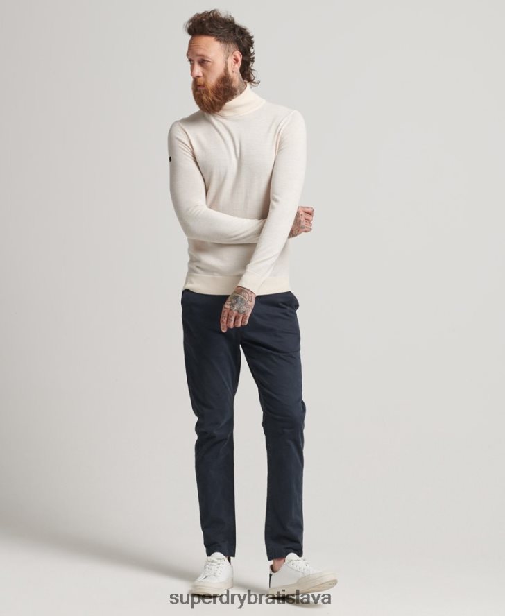 Superdry muži merino sveter s rolákom 6B4ZTR1292 oblečenie krém