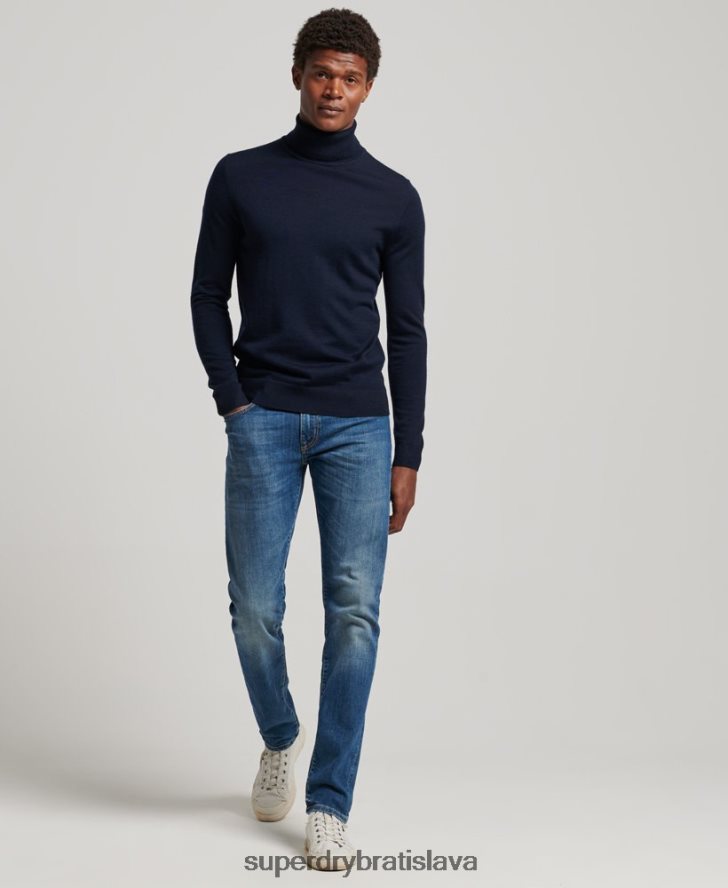 Superdry muži merino sveter s rolákom 6B4ZTR1297 oblečenie námorníctvo