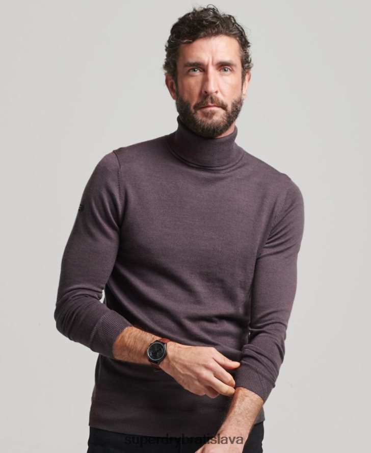 Superdry muži merino sveter s rolákom 6B4ZTR1298 oblečenie Fialová
