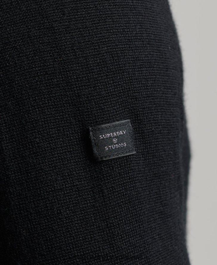 Superdry muži merino sveter s rolákom 6B4ZTR1321 oblečenie čierna