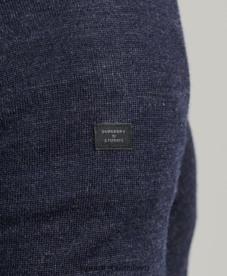 Superdry muži merino sveter s výstrihom do V 6B4ZTR1246 oblečenie námorníctvo