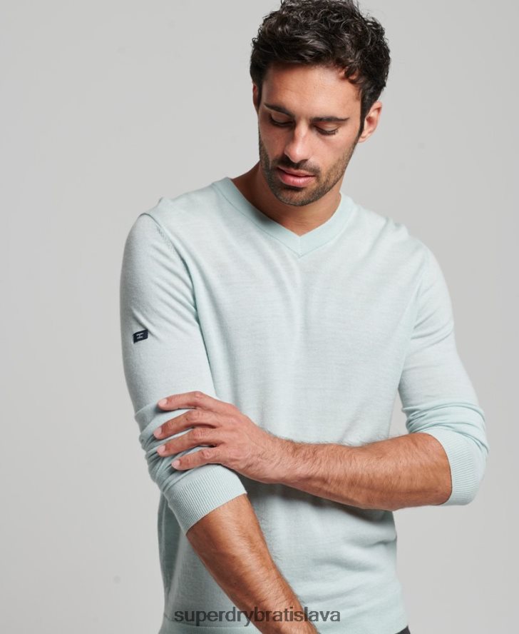 Superdry muži merino sveter s výstrihom do V 6B4ZTR5267 oblečenie zelená
