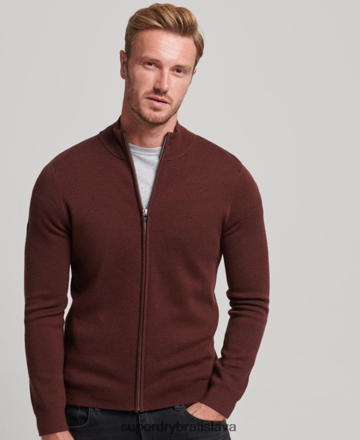 Superdry muži merino zips cez pletený kardigan 6B4ZTR1256 oblečenie hnedá