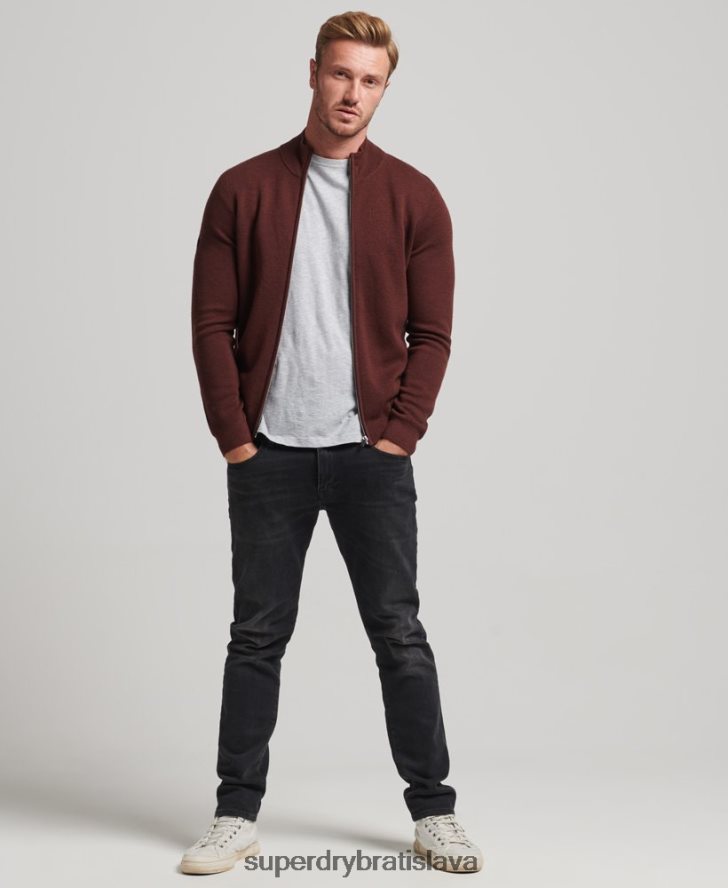 Superdry muži merino zips cez pletený kardigan 6B4ZTR1256 oblečenie hnedá