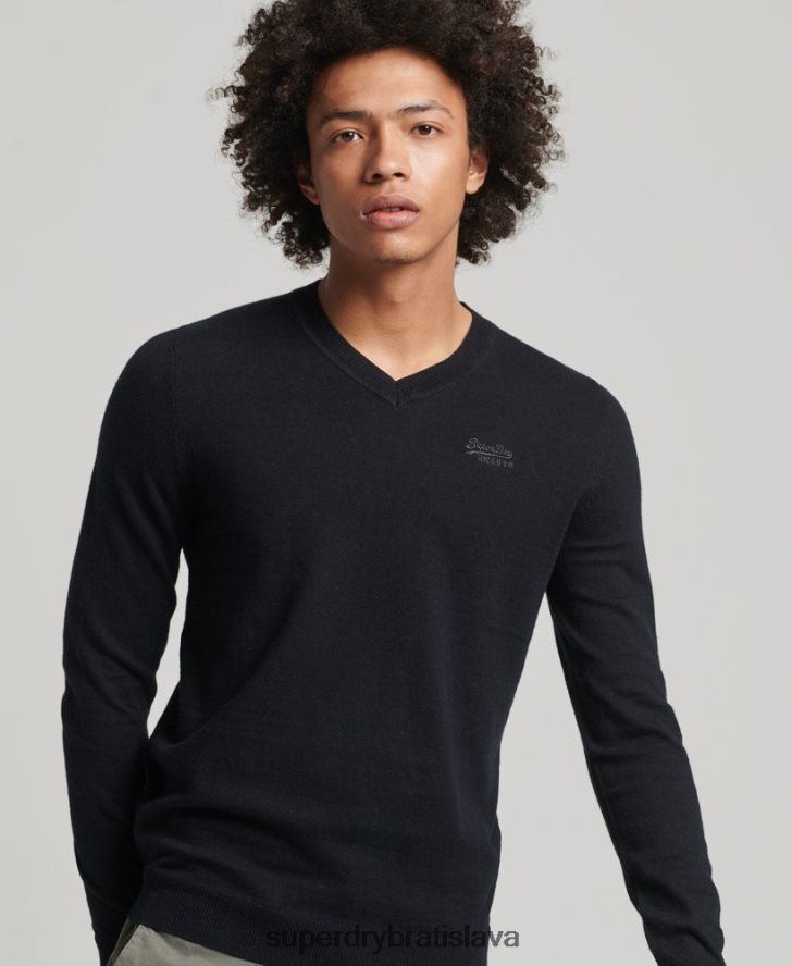 Superdry muži oranžový sveter s véčkovým výstrihom 6B4ZTR1353 oblečenie čierna