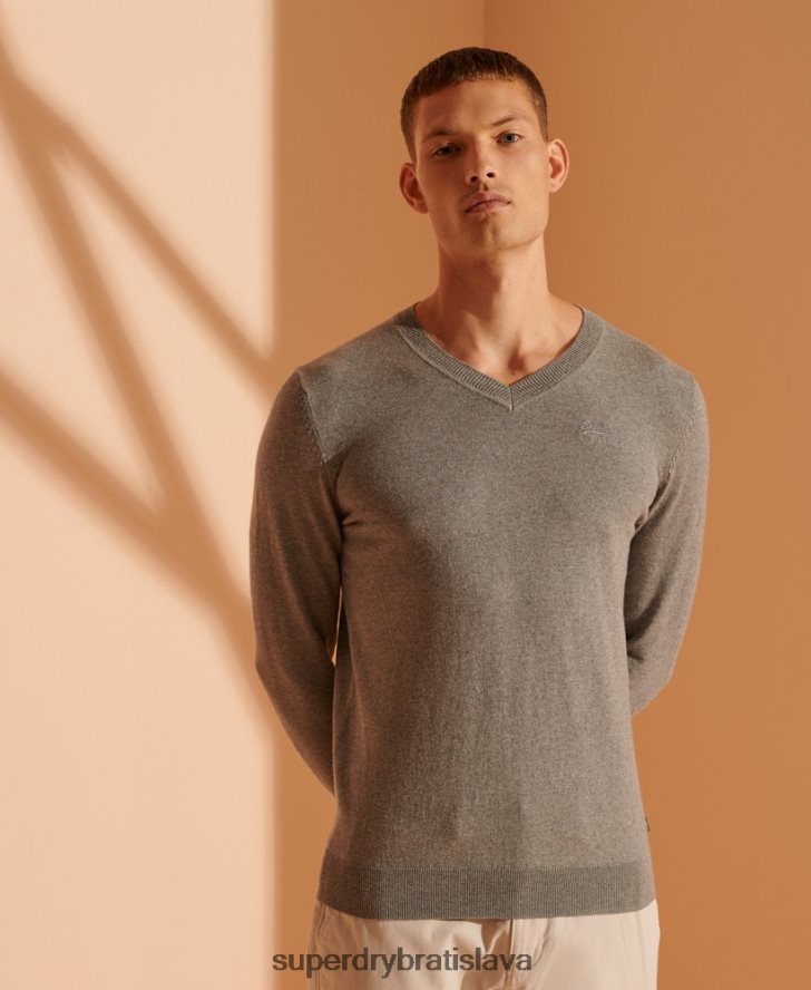 Superdry muži oranžový sveter s véčkovým výstrihom 6B4ZTR1364 oblečenie sivá