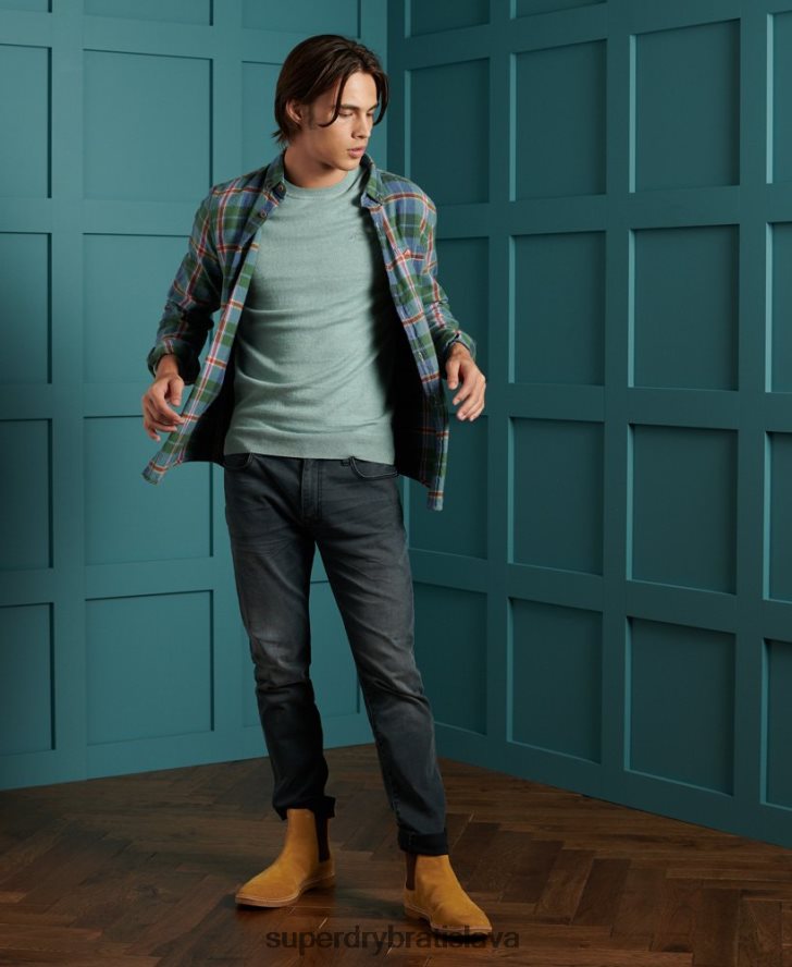 Superdry muži oranžový štítok crew jumper 6B4ZTR1357 oblečenie Modrá