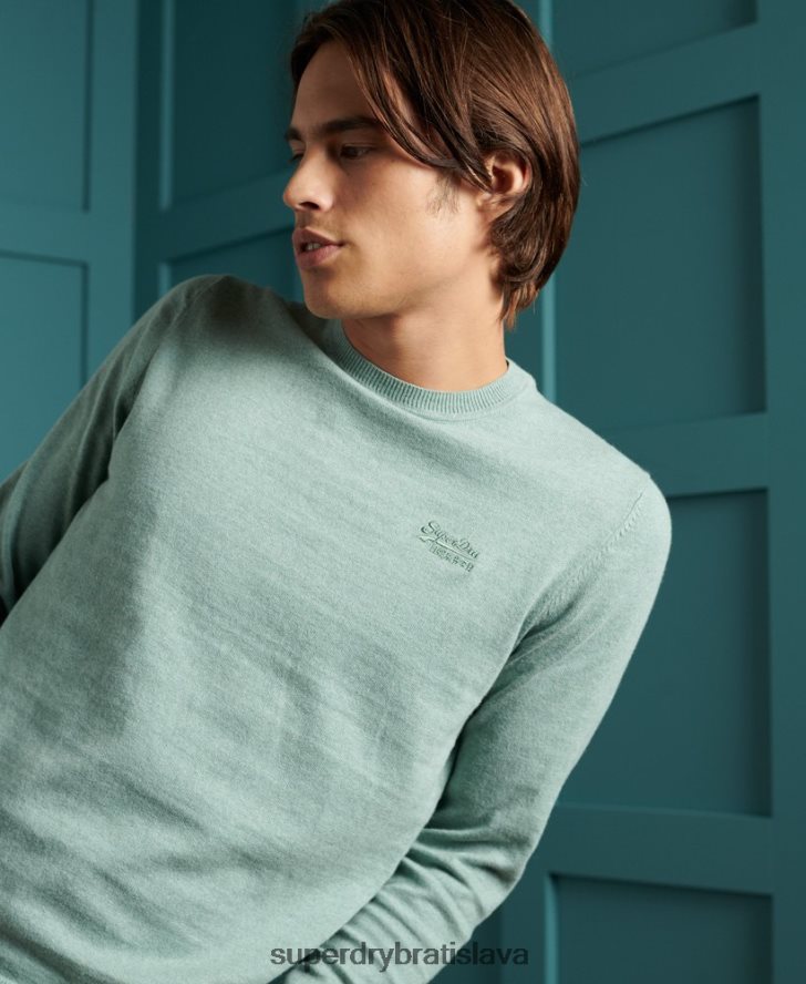 Superdry muži oranžový štítok crew jumper 6B4ZTR1357 oblečenie Modrá