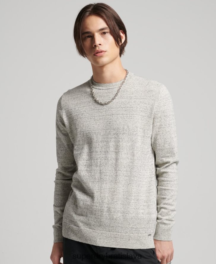 Superdry muži oranžový štítok crew jumper 6B4ZTR1365 oblečenie svetlo šedá