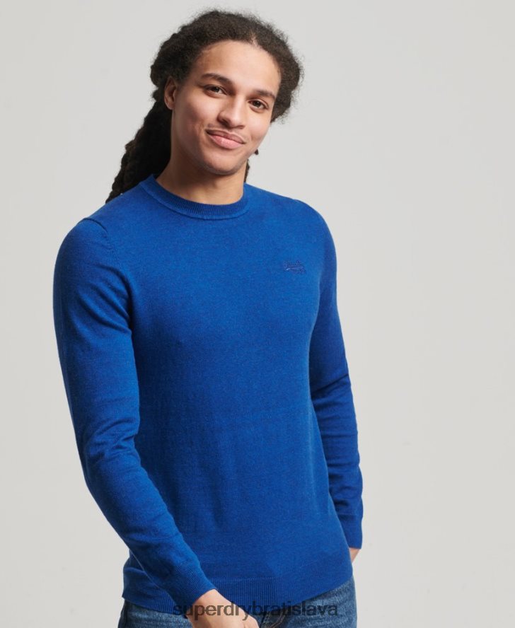 Superdry muži oranžový štítok crew jumper 6B4ZTR5324 oblečenie Modrá