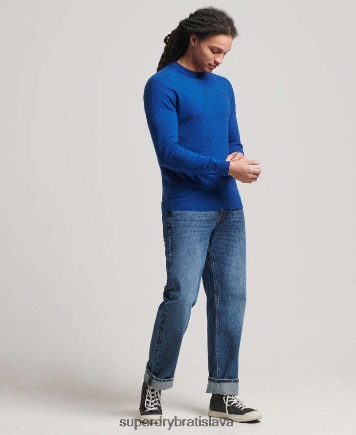 Superdry muži oranžový štítok crew jumper 6B4ZTR5324 oblečenie Modrá