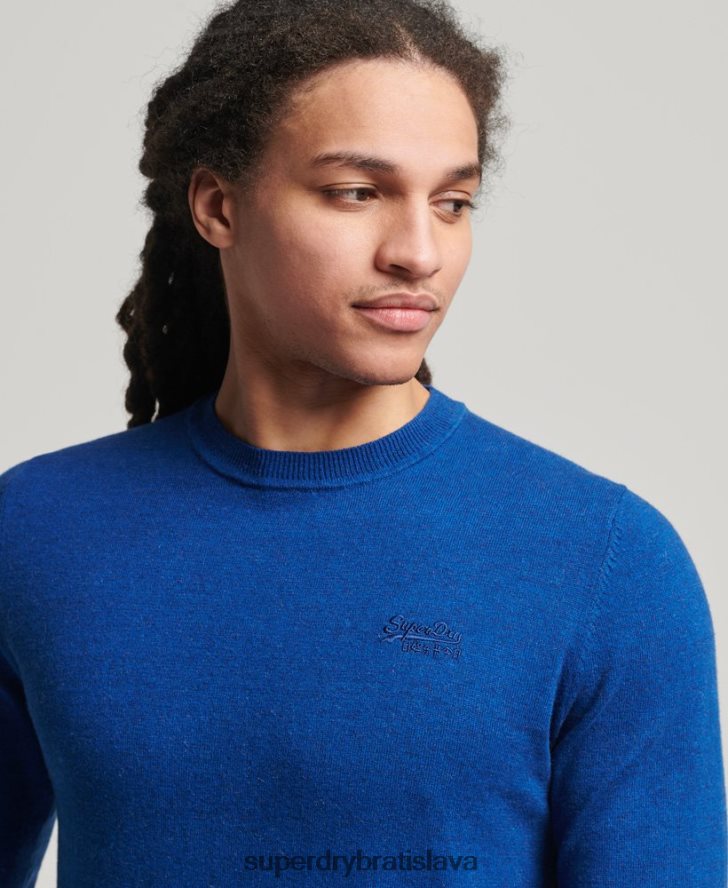 Superdry muži oranžový štítok crew jumper 6B4ZTR5324 oblečenie Modrá