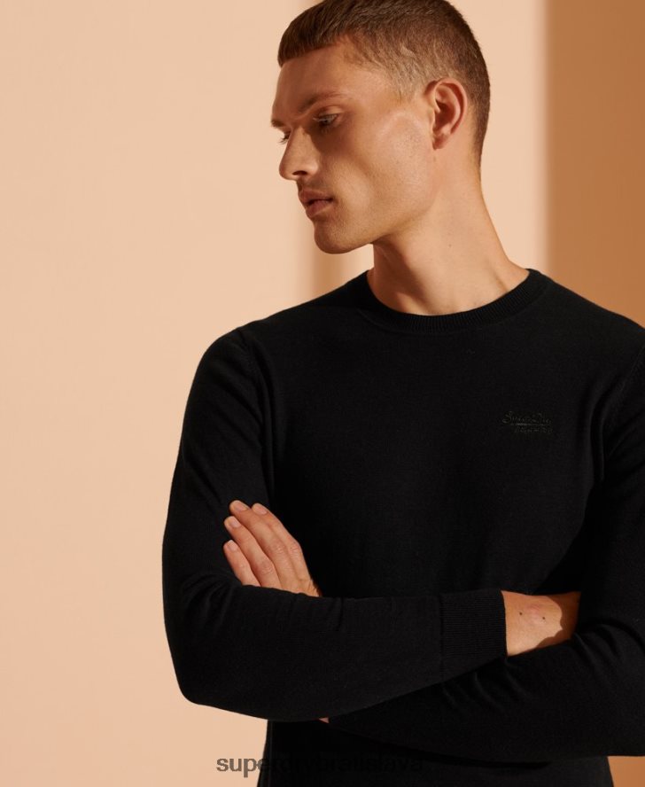Superdry muži oranžový štítok crew jumper 6B4ZTR5327 oblečenie čierna