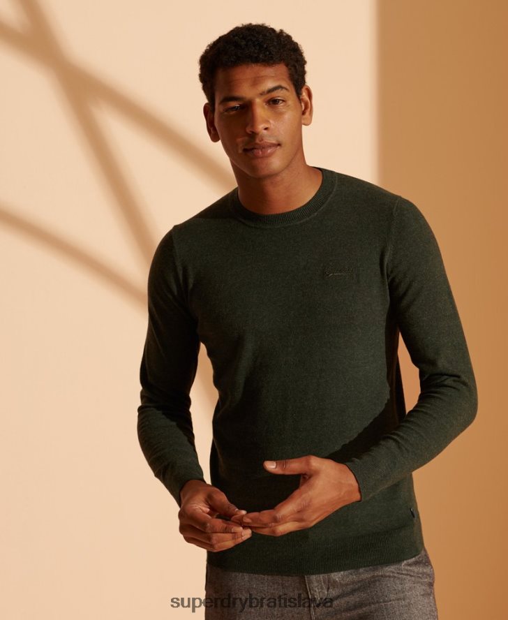 Superdry muži oranžový štítok crew jumper 6B4ZTR5340 oblečenie zelená