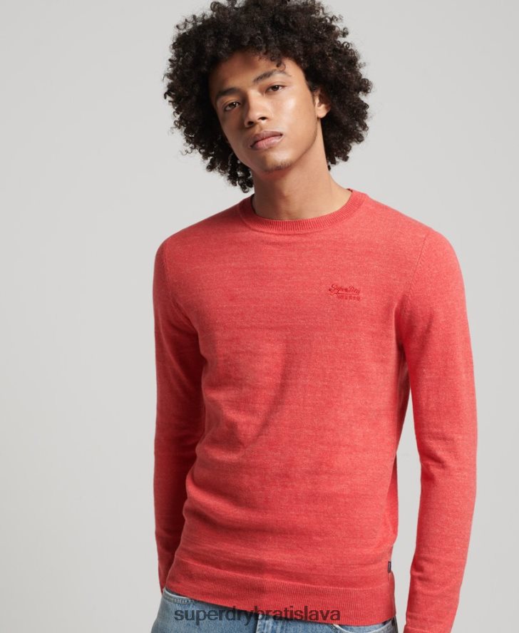 Superdry muži oranžový štítok crew jumper 6B4ZTR5352 oblečenie červená