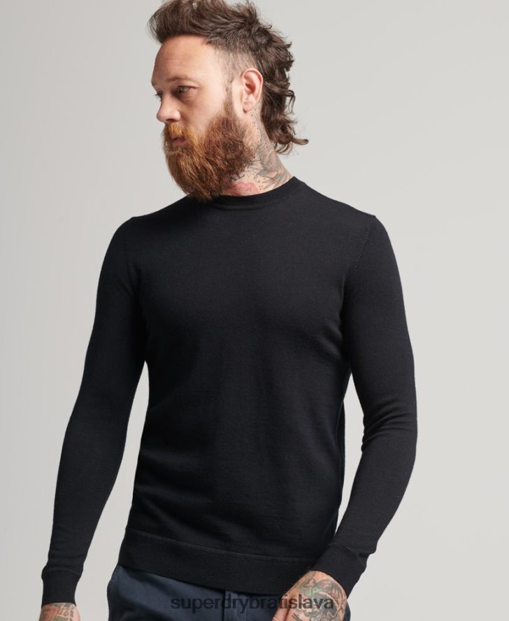 Superdry muži studios merino crew jumper 6B4ZTR1286 oblečenie čierna