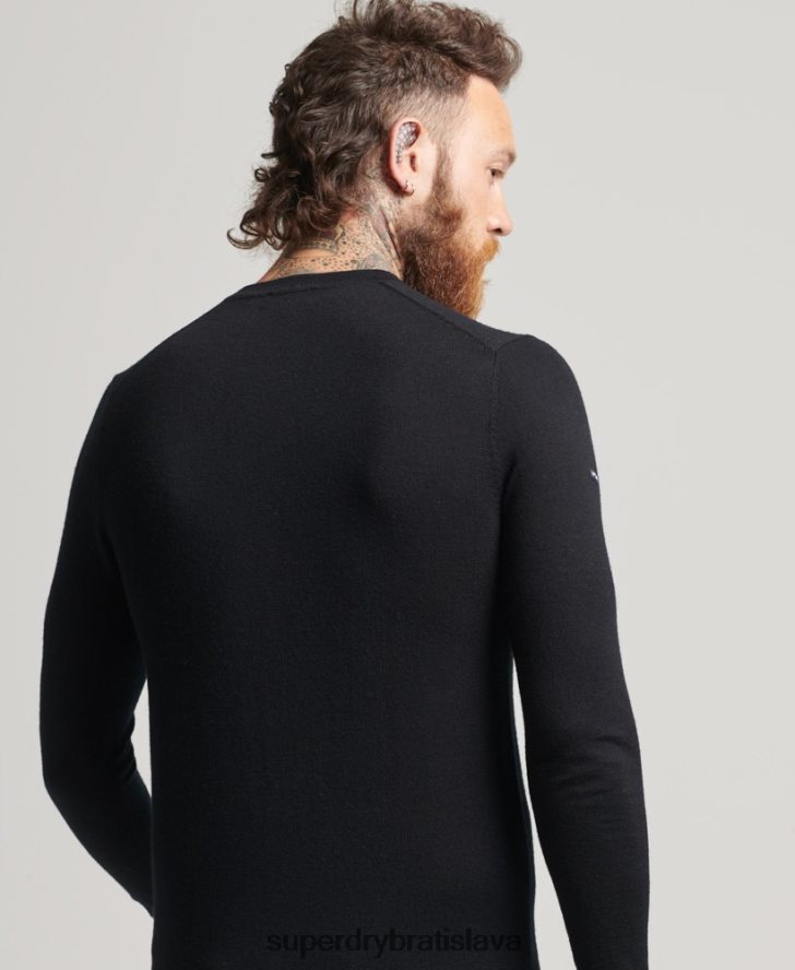 Superdry muži studios merino crew jumper 6B4ZTR1286 oblečenie čierna