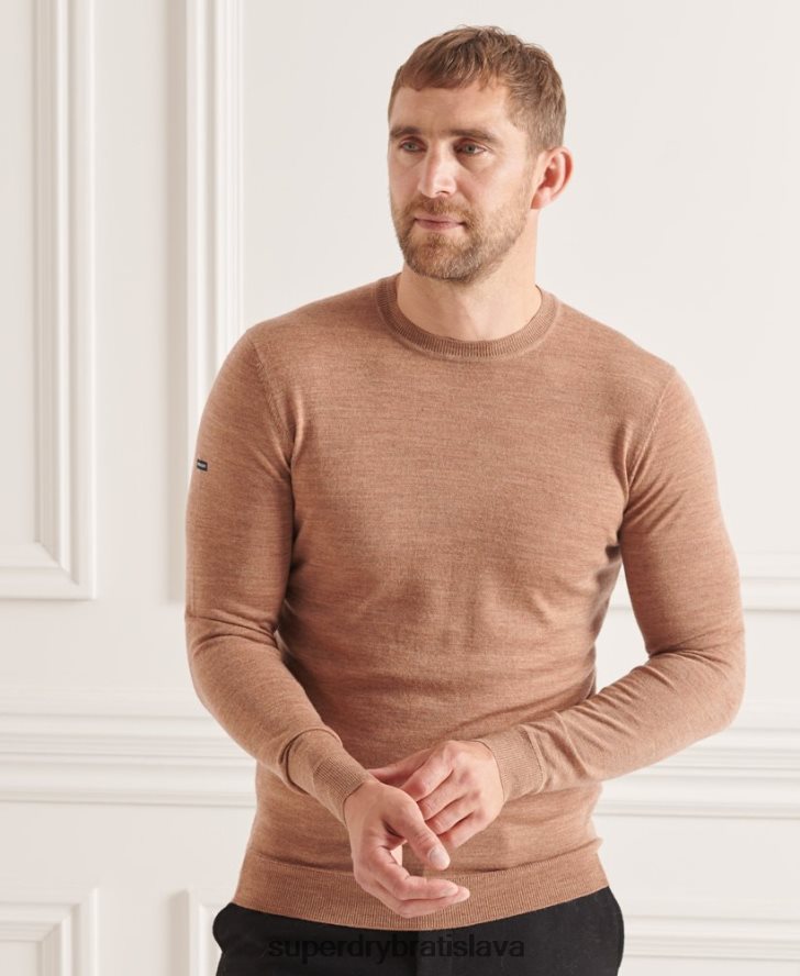 Superdry muži studios merino crew jumper 6B4ZTR1294 oblečenie béžová