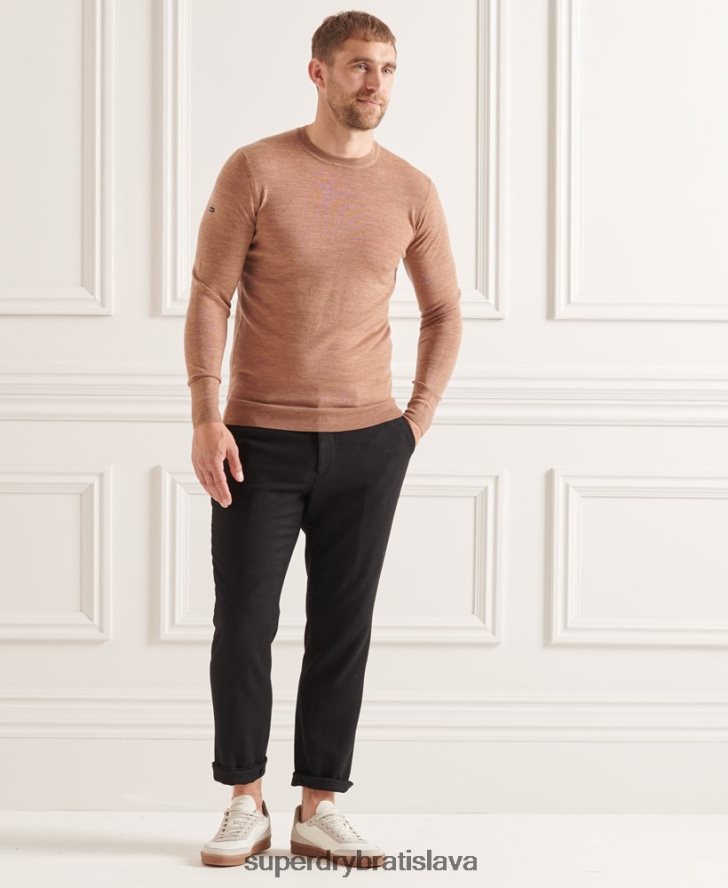 Superdry muži studios merino crew jumper 6B4ZTR1294 oblečenie béžová