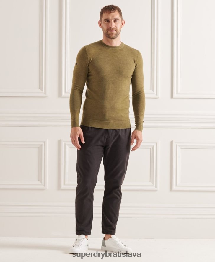 Superdry muži studios merino crew jumper 6B4ZTR1313 oblečenie zelená