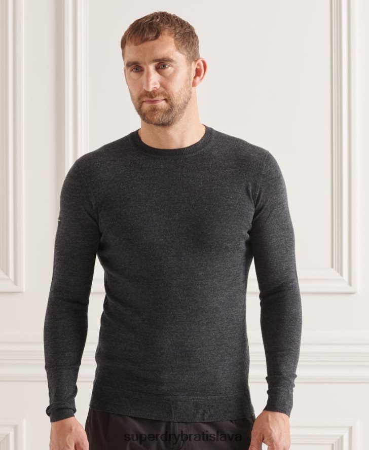 Superdry muži studios merino crew jumper 6B4ZTR1314 oblečenie tmavošedý