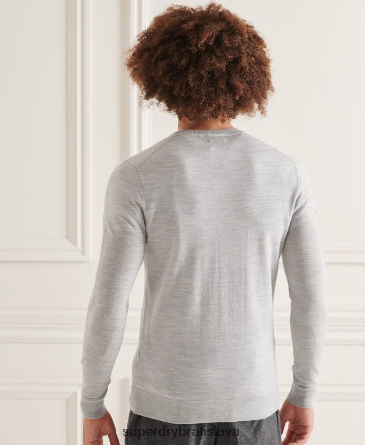 Superdry muži studios merino crew jumper 6B4ZTR1333 oblečenie svetlo šedá