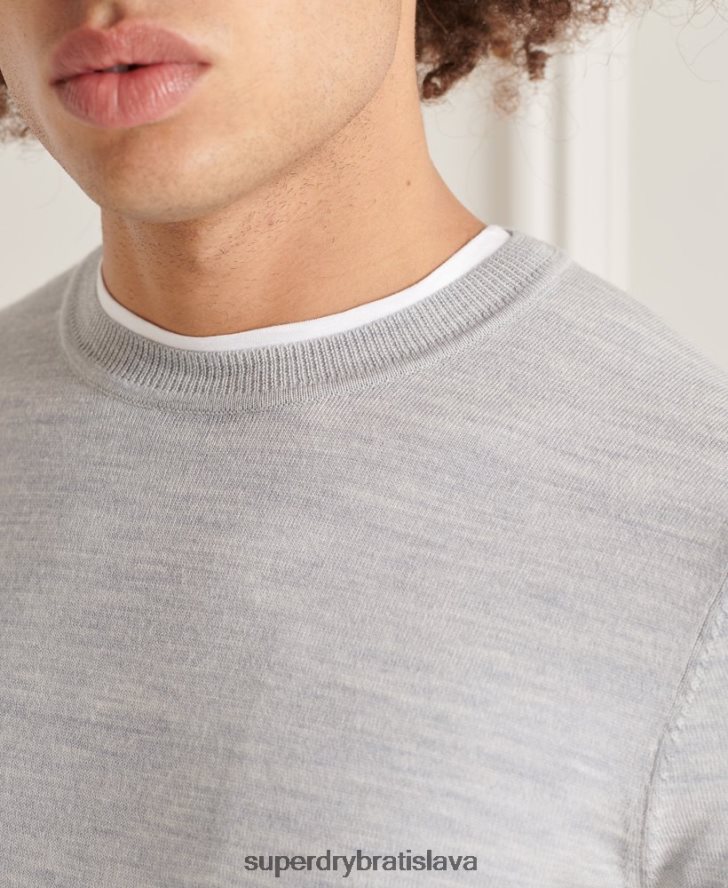 Superdry muži studios merino crew jumper 6B4ZTR1333 oblečenie svetlo šedá