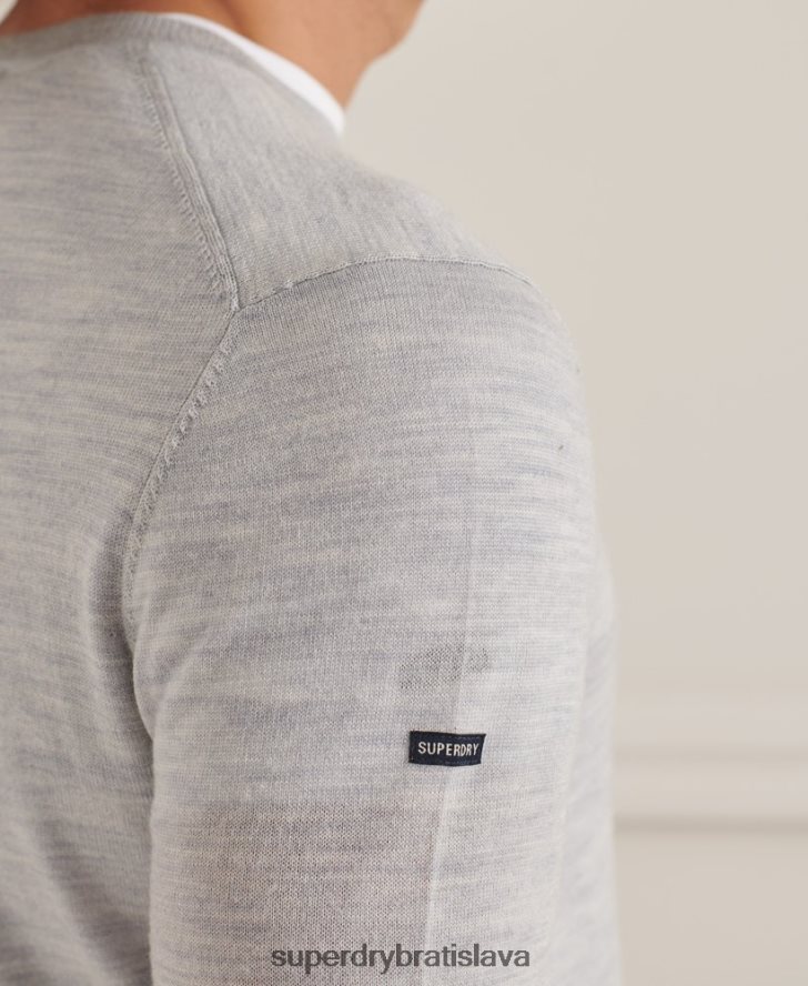 Superdry muži studios merino crew jumper 6B4ZTR1333 oblečenie svetlo šedá