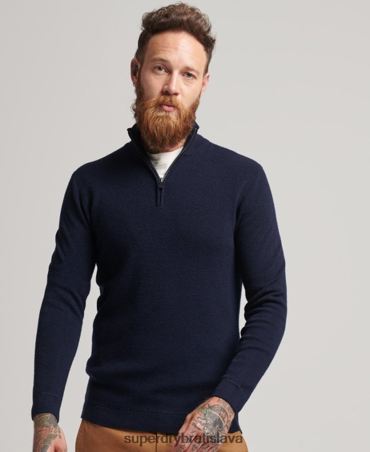 Superdry muži studios merino henley jumper 6B4ZTR1266 oblečenie námorníctvo