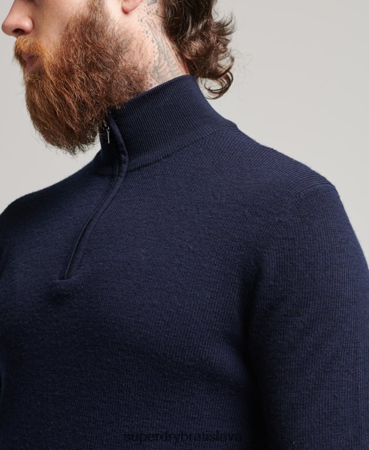 Superdry muži studios merino henley jumper 6B4ZTR1266 oblečenie námorníctvo