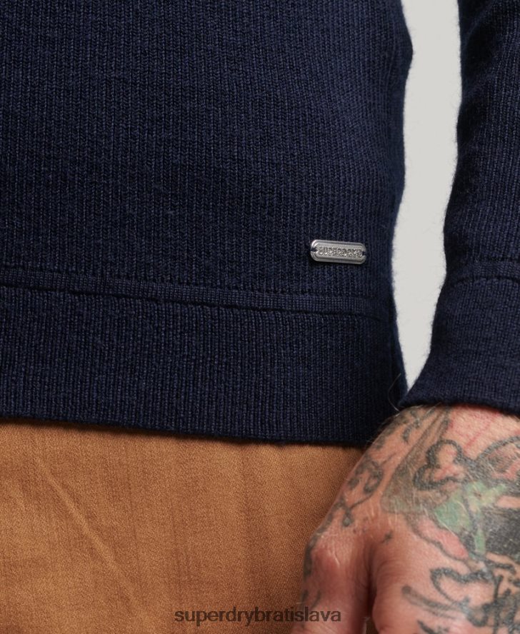 Superdry muži studios merino henley jumper 6B4ZTR1266 oblečenie námorníctvo