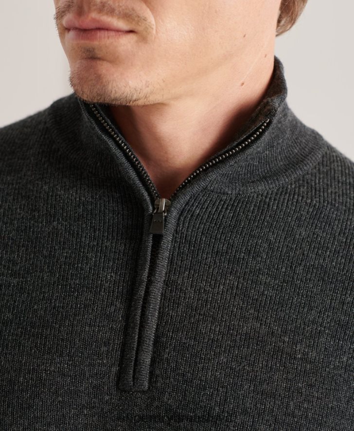 Superdry muži studios merino henley jumper 6B4ZTR1293 oblečenie tmavošedý