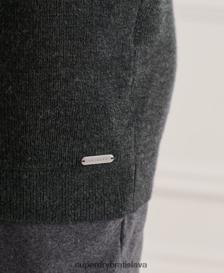 Superdry muži studios merino henley jumper 6B4ZTR1293 oblečenie tmavošedý