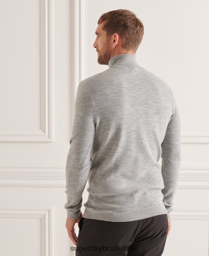 Superdry muži studios merino henley jumper 6B4ZTR1295 oblečenie sivá