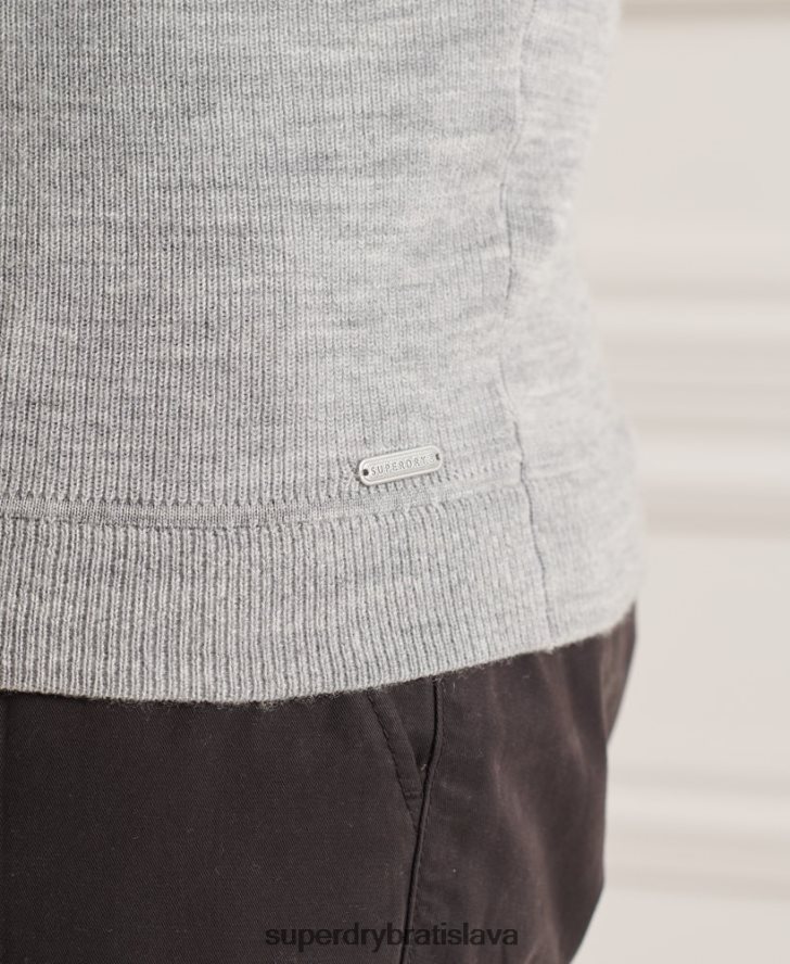 Superdry muži studios merino henley jumper 6B4ZTR1295 oblečenie sivá