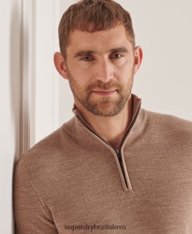 Superdry muži studios merino henley jumper 6B4ZTR1323 oblečenie béžová