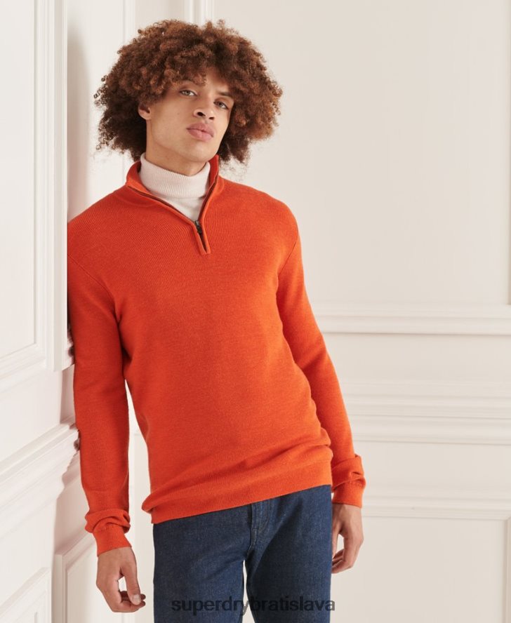 Superdry muži studios merino henley jumper 6B4ZTR5288 oblečenie oranžová