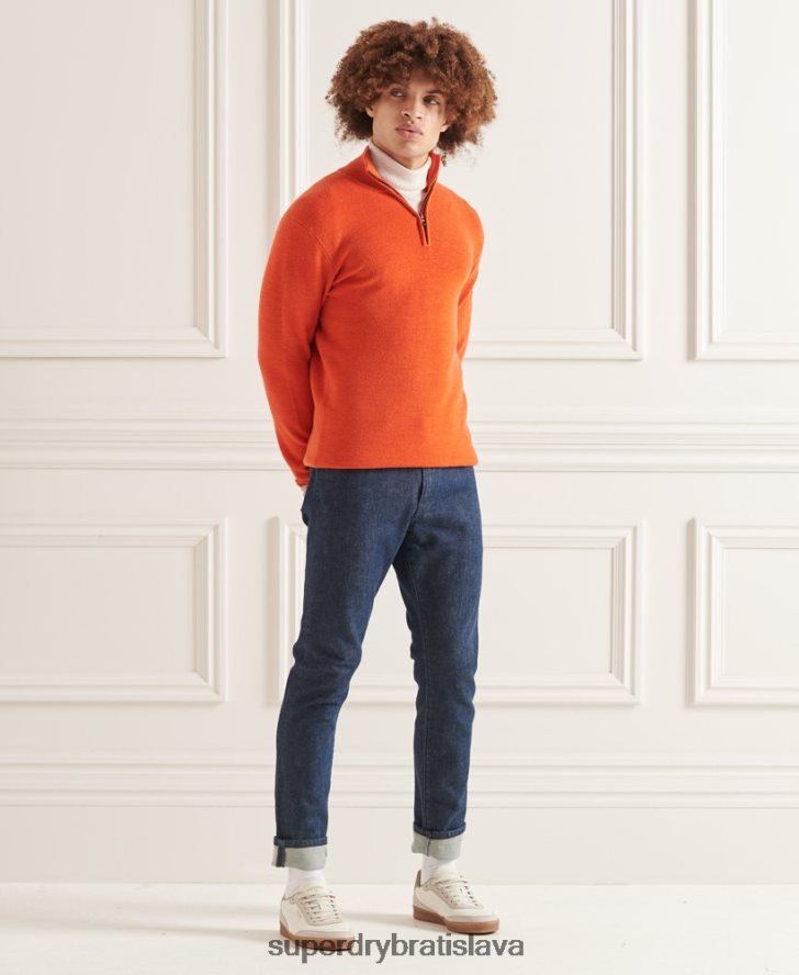 Superdry muži studios merino henley jumper 6B4ZTR5288 oblečenie oranžová