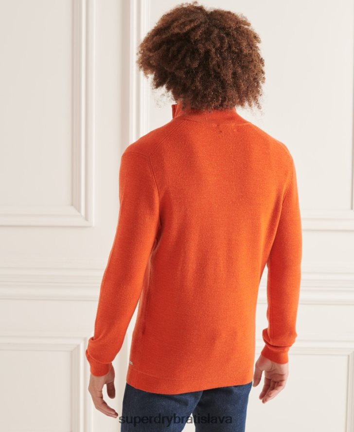 Superdry muži studios merino henley jumper 6B4ZTR5288 oblečenie oranžová