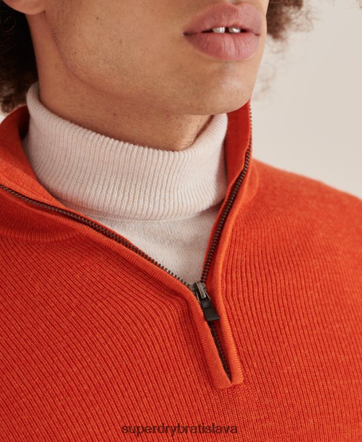 Superdry muži studios merino henley jumper 6B4ZTR5288 oblečenie oranžová