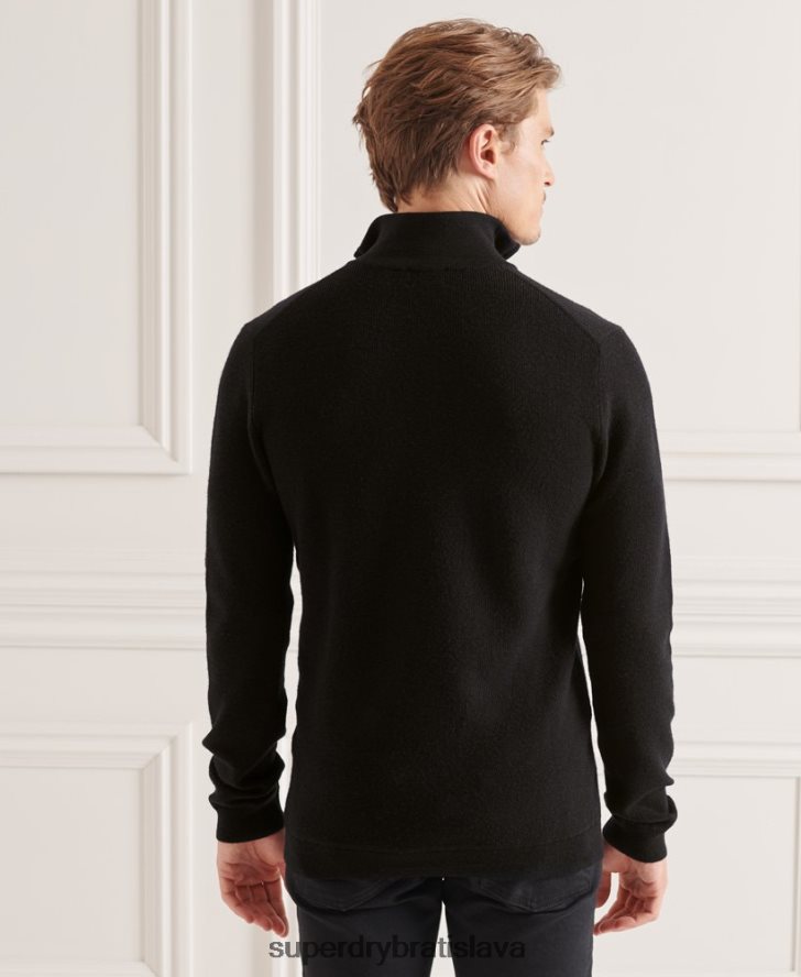Superdry muži studios merino henley jumper 6B4ZTR5294 oblečenie čierna