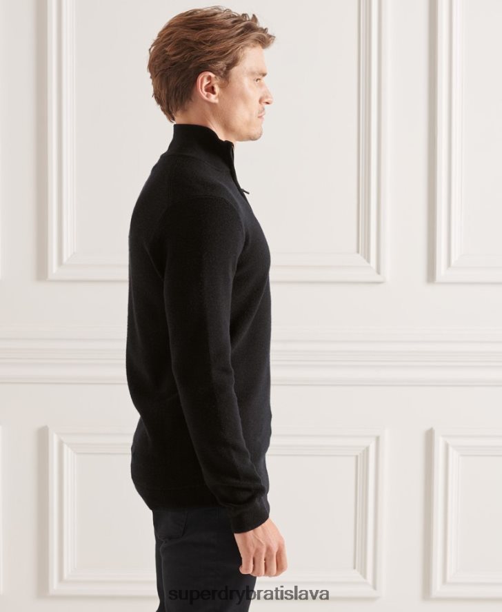 Superdry muži studios merino henley jumper 6B4ZTR5294 oblečenie čierna