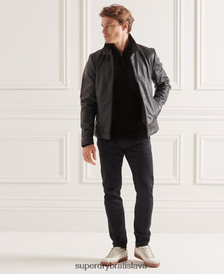 Superdry muži studios merino henley jumper 6B4ZTR5294 oblečenie čierna