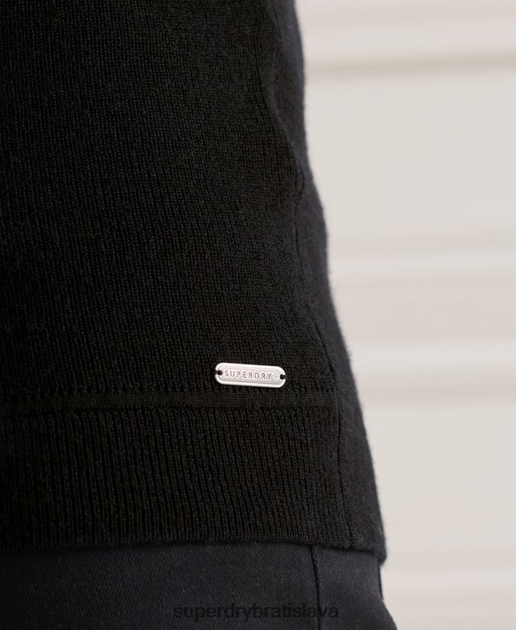Superdry muži studios merino henley jumper 6B4ZTR5294 oblečenie čierna