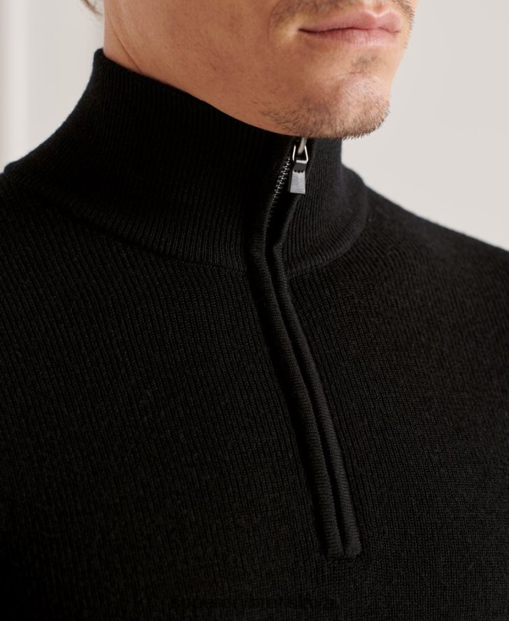 Superdry muži studios merino henley jumper 6B4ZTR5294 oblečenie čierna