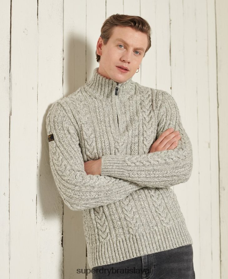 Superdry muži sveter jacob henley 6B4ZTR1347 oblečenie sivá