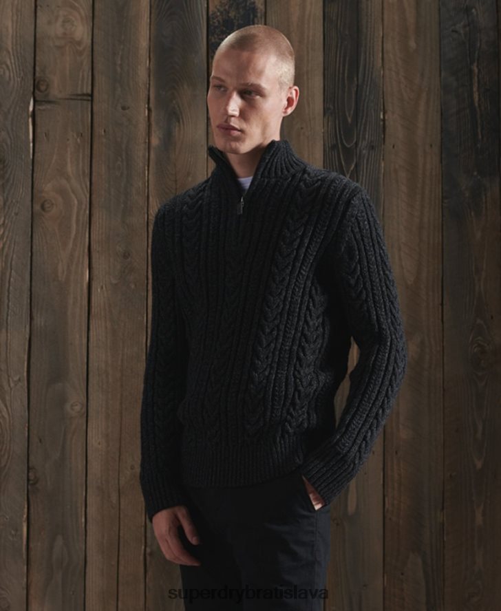 Superdry muži sveter jacob henley 6B4ZTR1350 oblečenie čierna