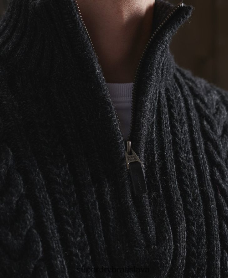 Superdry muži sveter jacob henley 6B4ZTR1350 oblečenie čierna