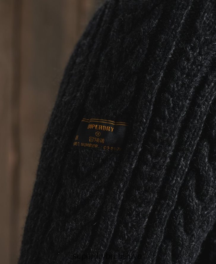 Superdry muži sveter jacob henley 6B4ZTR1350 oblečenie čierna
